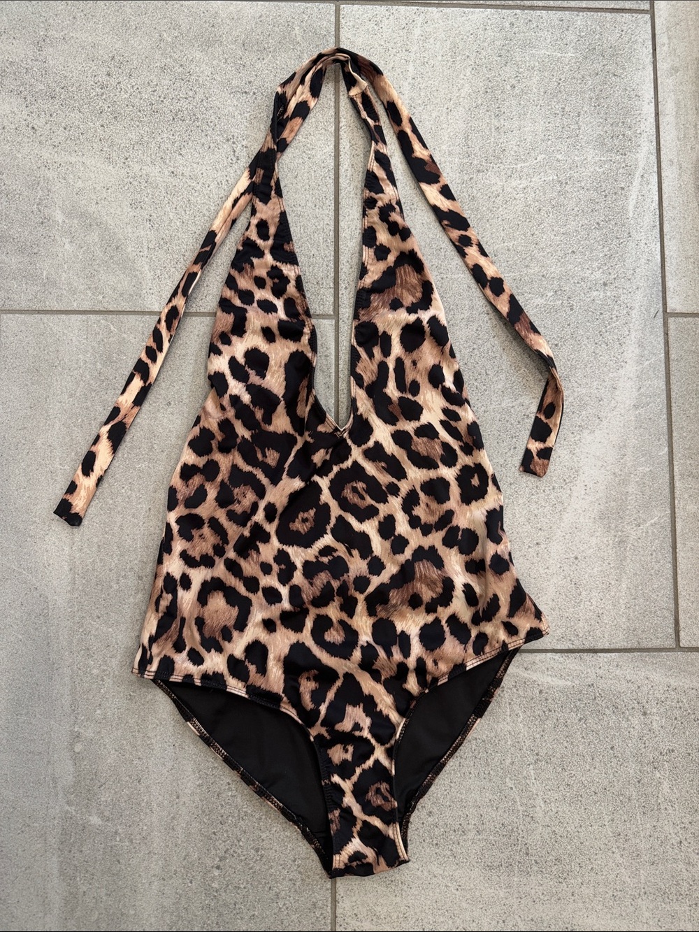 Zara Animal Print Leopard Halter Swimsuit, Sz S